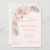 Rosa Aquarellfarben Rose Brautdusche Einladung (Vorderseite)