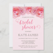 Rosa Aquarellfarben Rose Brautdusche Einladung (Vorderseite)