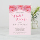 Rosa Aquarellfarben Rose Brautdusche Einladung (Stehend Vorderseite)
