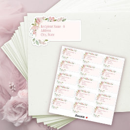 Rosa Aquarellfarben Rose Brautparty Mailing Labels
