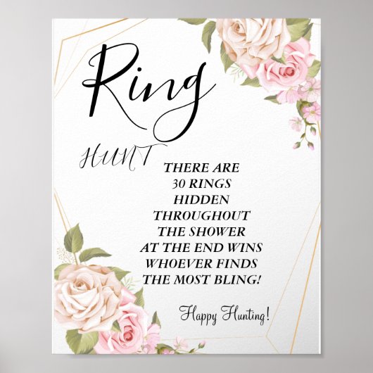 Rosa Aquarellfarben Rose Brautparty Poster (Vorne)
