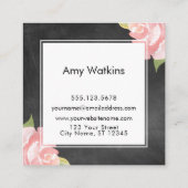 Rosa Aquarellfarben Rose Chalkboard Hintergrund Quadratische Visitenkarte (Rückseite)