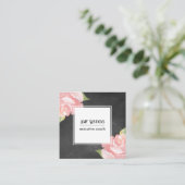 Rosa Aquarellfarben Rose Chalkboard Hintergrund Quadratische Visitenkarte (Stehend Vorderseite)