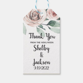 Rosa Aquarellfarben Rose Gold Gastgeschenk Hochzei Geschenkanhänger