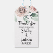 Rosa Aquarellfarben Rose Gold Gastgeschenk Hochzei Geschenkanhänger (Rückseite)