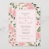 Rosa Aquarellfarben Rose Gold Kontur Design Einladung (Vorne/Hinten)