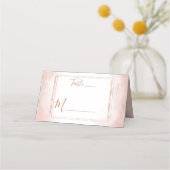 Rosa Aquarellfarben Rose Gold Rahmen Tischnummer Platzkarte (Vorderseite)