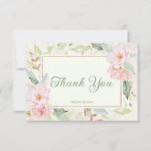 Rosa Aquarellfarben Rose Grün Brautparty Dankeskarte (Vorderseite)