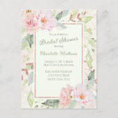 Rosa Aquarellfarben Rose Grün Brautparty Einladungspostkarte (Vorderseite)