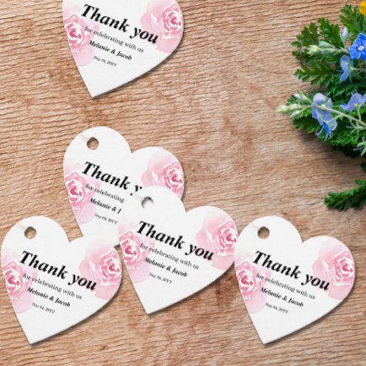 Rosa Aquarellfarben Rose Herz Geschenkanhänger