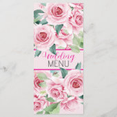 Rosa Aquarellfarben Rose Hochzeitmenü Menükarte (Rückseite)