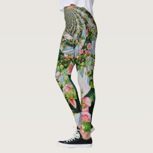 Rosa Aquarellfarben Rose Mandala Zen botanisch Leggings