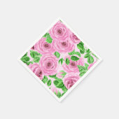 Rosa Aquarellfarben-Rose mit Blätter und Knospen-P Serviette (Ecke)