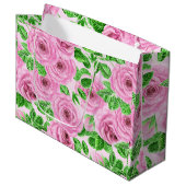 Rosa Aquarellfarben-Rose mit Blätter und Knospenmu Große Geschenktüte