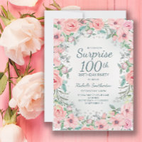 Rosa Aquarellfarben Rose Perlen 100. Geburtstag