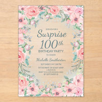 Rosa Aquarellfarben Rose Perlen 100. Geburtstag