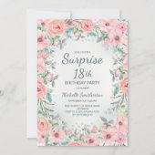 Rosa Aquarellfarben Rose Perlen 18. Geburtstag (Vorderseite)