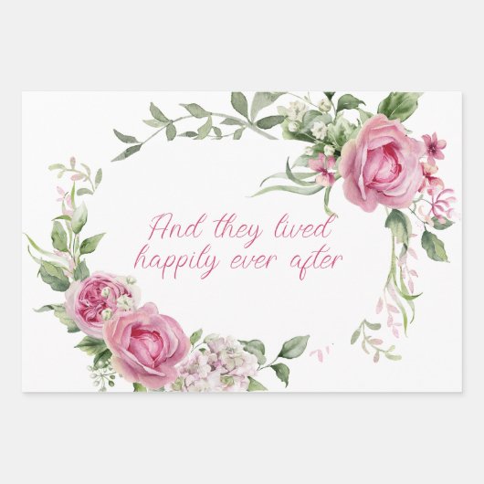 Rosa Aquarellfarben Rose Personalisiert Geschenkpapier Set (Vorderseite 2)
