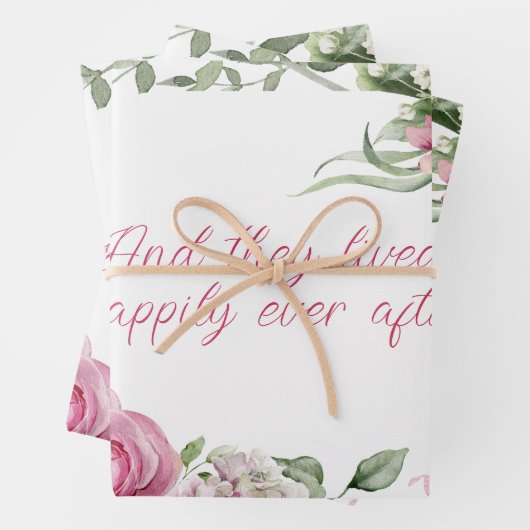 Rosa Aquarellfarben Rose Personalisiert Geschenkpapier Set (Beispiel)