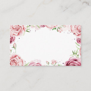 Rosa Aquarellfarben-Rose Platzkarte