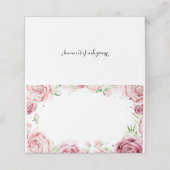 Rosa Aquarellfarben-Rose Platzkarte (Außenseite Aufgefaltet)