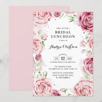 Rosa Aquarellfarben Rose Rahmen Bridal Mittagessen