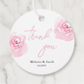 Rosa Aquarellfarben Rose Runde Liebesmarken Geschenkanhänger (Vorderseite)