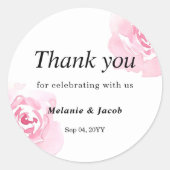 Rosa Aquarellfarben Rose Rundkleber Runder Aufkleber (Vorderseite)