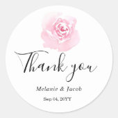 Rosa Aquarellfarben Rose Rundkleber Runder Aufkleber (Vorderseite)