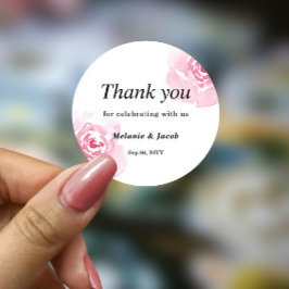 Rosa Aquarellfarben Rose Rundkleber Runder Aufkleber