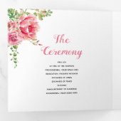 Rosa Aquarellfarben, Salbei-Grün-Blätter, Foto Dreifach-gefaltete Programmkarte (Innen Erste Seite)