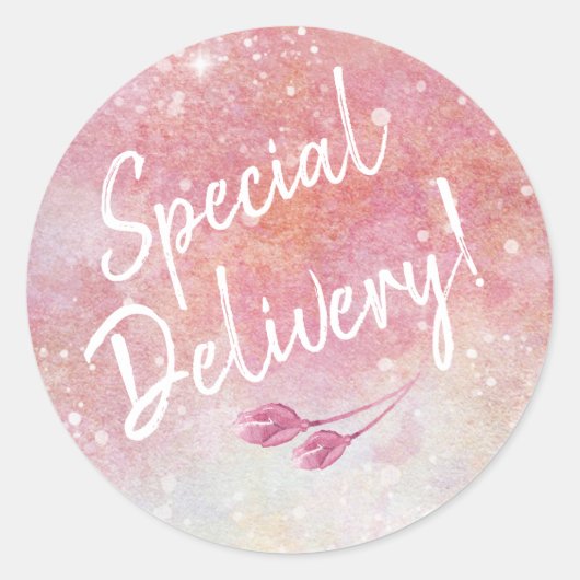 Rosa Aquarellfarben Sonderlieferungen Umschlag Auf Runder Aufkleber (Vorderseite)