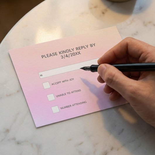 Rosa Aquarellfarben-UAWG-Antwortkarte Begleitkarte