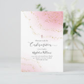 Rosa Aquarellfarben und IMITATE Glitzer Bestätigun Einladung (Stehend Vorderseite)