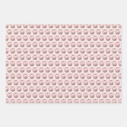 Rosa Aquarellfarben Weihnachtsschmuck Geschenkpapier Set (Vorderseite 2)