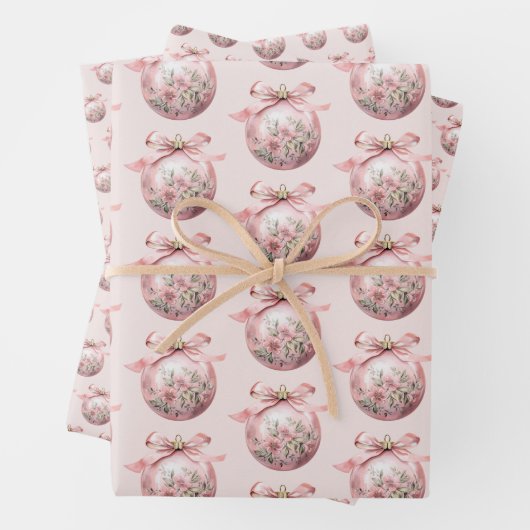 Rosa Aquarellfarben Weihnachtsschmuck Geschenkpapier Set (Beispiel)