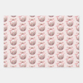 Rosa Aquarellfarben Weihnachtsschmuck Geschenkpapier Set (Vorderseite)