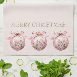 Rosa Aquarellfarben Weihnachtsschmuck Geschirrtuch