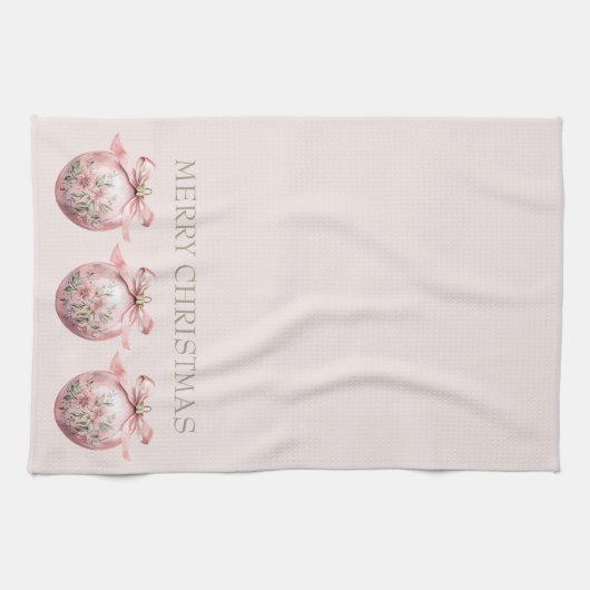 Rosa Aquarellfarben Weihnachtsschmuck Geschirrtuch (Horizontal)