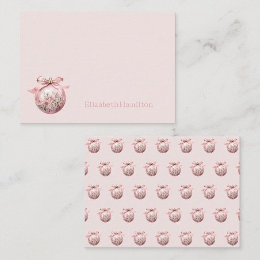 Rosa Aquarellfarben Weihnachtsschmuck Mitteilungskarte (Vorne/Hinten)