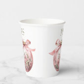 Rosa Aquarellfarben Weihnachtsschmuck Pappbecher (Rechts)