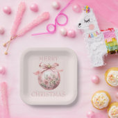 Rosa Aquarellfarben Weihnachtsschmuck Pappteller (Party)