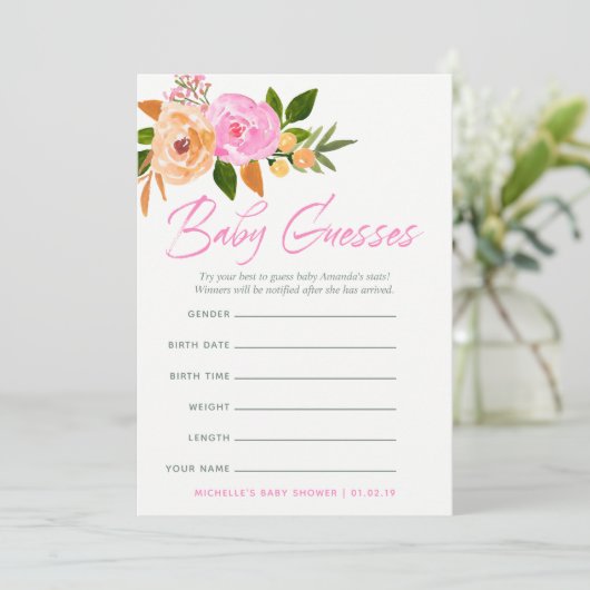 Rosa Aquarellfarben Wildblumen Kindervorausschauun Einladung (Stehend Vorderseite)