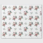 Rosa Aquarellfarbene Rose mit Aquamarinen Folies Geschenkpapier (Flach)