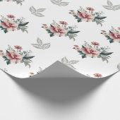 Rosa Aquarellfarbene Rose mit Aquamarinen Folies Geschenkpapier (Ecke)