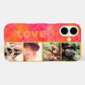 Rosa Aquarellfarbene Tinte Custom 4 Foto Collage L Case-Mate iPhone Hülle (Rückseite (Horizontal))
