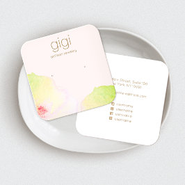 Rosa Aquarellfarbenstube Ohrring Display-Holder Quadratische Visitenkarte