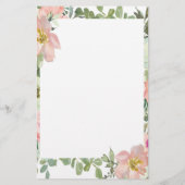 Rosa Aquarellflora personalisiert Briefpapier (Rückseite)