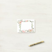 Rosa Aquarellflora personalisiert Post-it Klebezettel (Auf Schreibtisch)