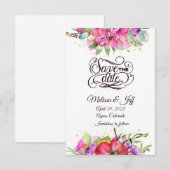 Rosa Aquarellflora Save the Date Einladung (Vorne/Hinten)